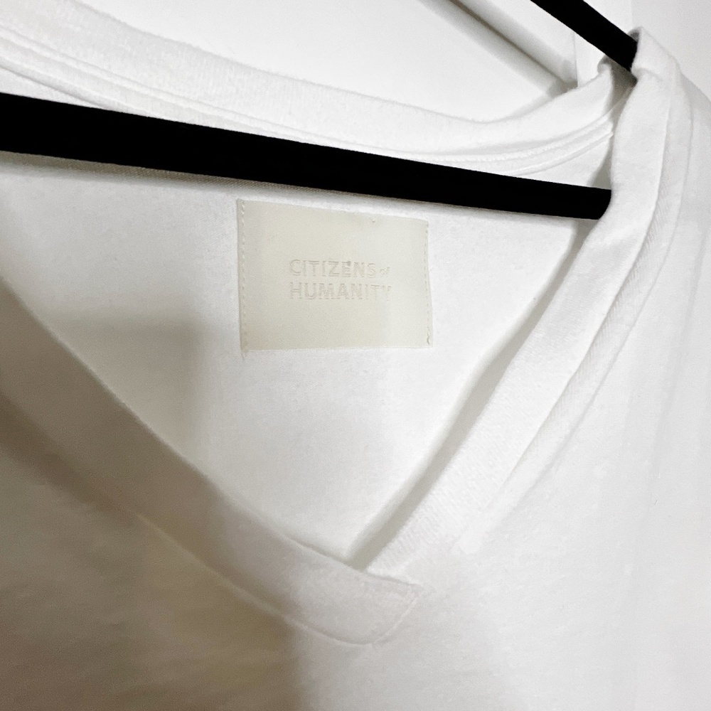CITIZENS OF HUMANITY ZOSIA PADDED SHOULDER V-NECK TOP T-Shirt Size XL White - Picture 5 of 11